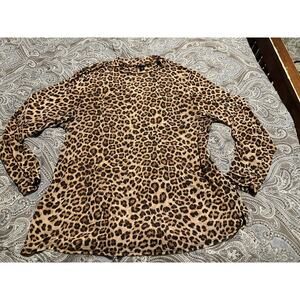 Torrid Leopard Print Sheer Chiffon Tunic Button Top Sz 4